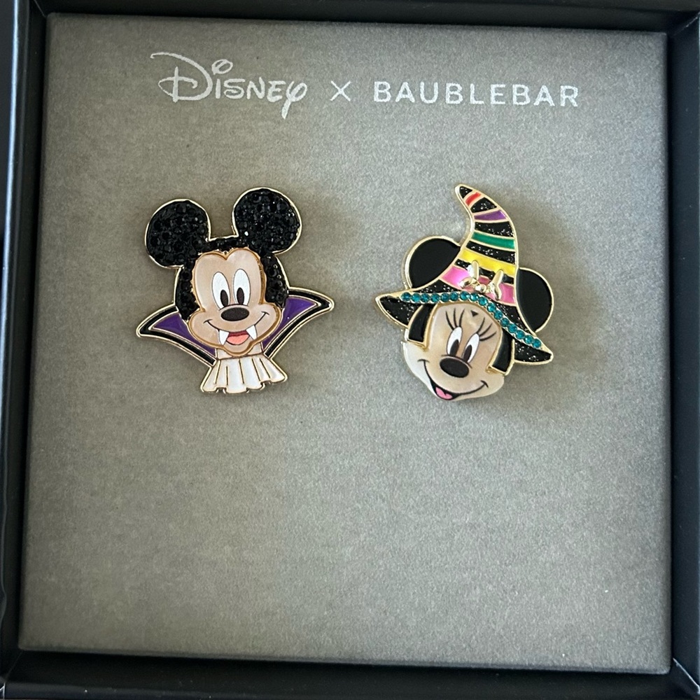 Baublebar x Disney Halloween Vampire Mickey and Minnie Witch Statement Studs - Picture 2 of 3
